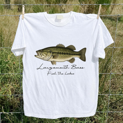 Largemouth Bass Fishing T-Shirt Fish The Lakes Vintage Bass Angler Tee