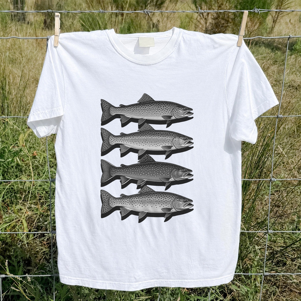 Vintage Trout Collection Freshwater Fishing Graphic T-Shirt