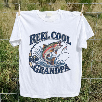 Reel Cool Grandpa Trout Fishing Graphic T-Shirt