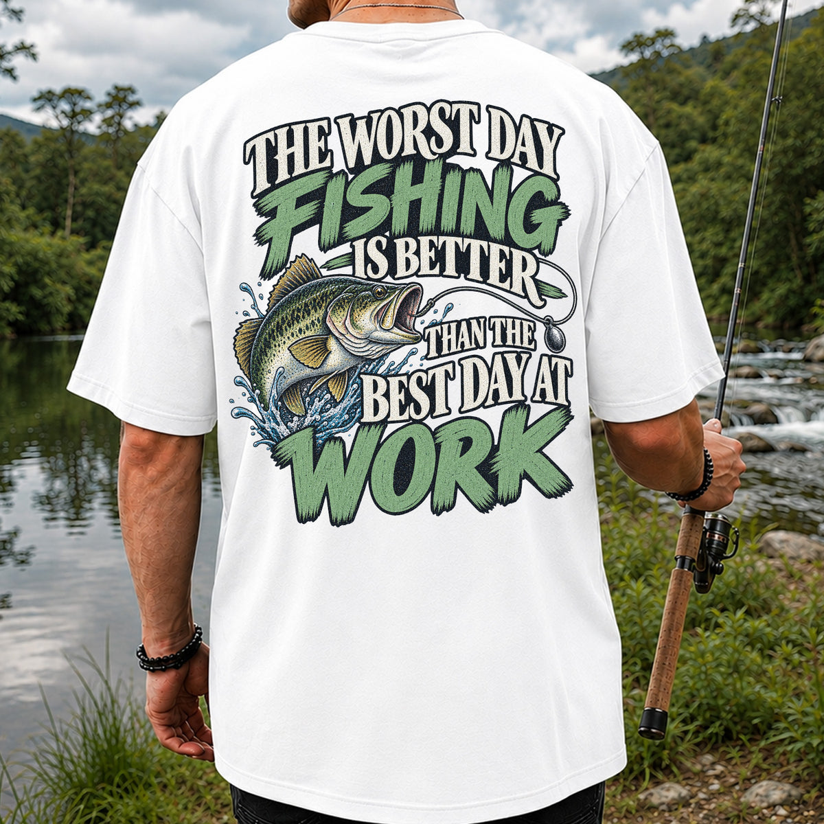 Largemouth Bass Fishing Humor Graphic T-Shirt | Back Print