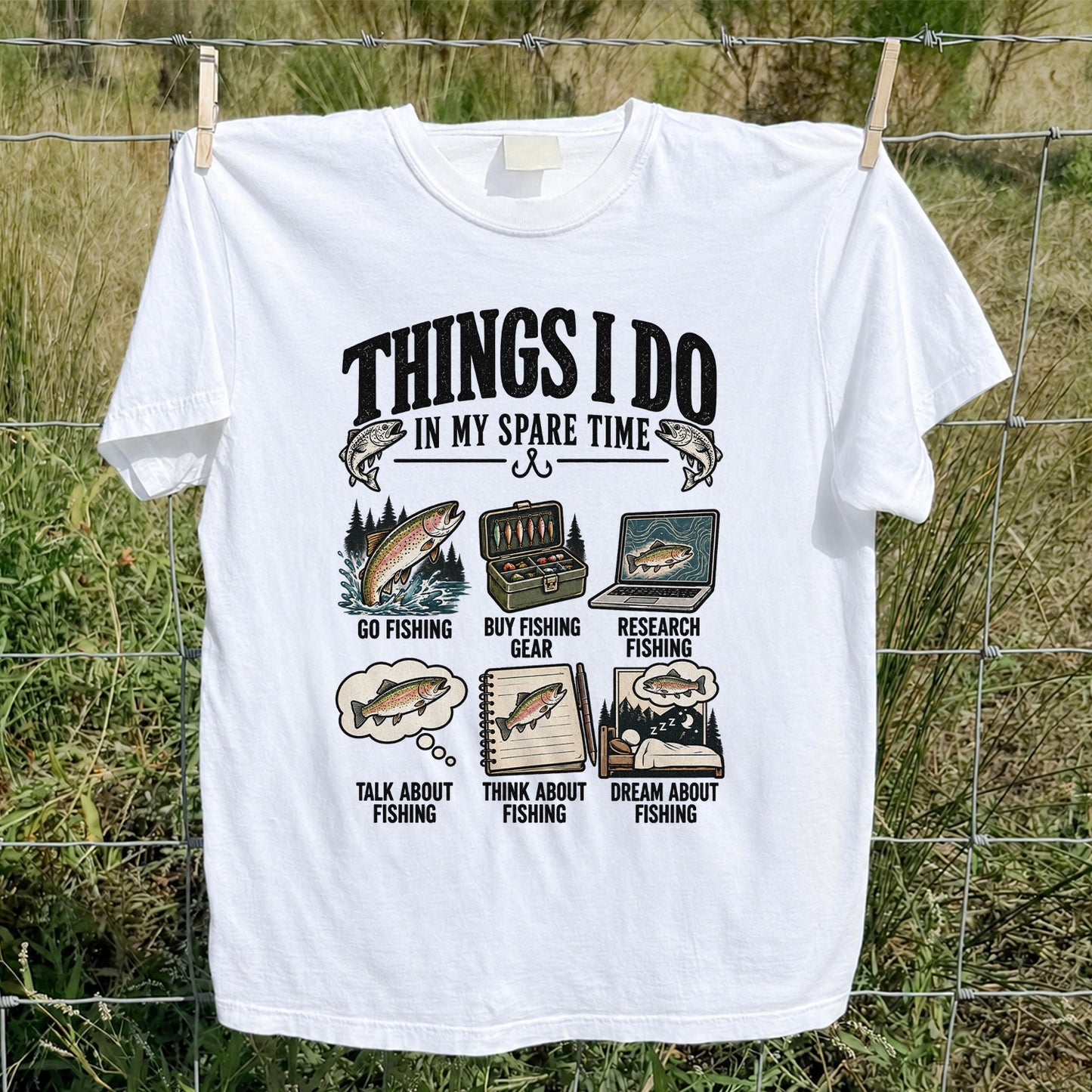 Things I Do in My Spare Time Funny Fishing Graphic T-Shirt