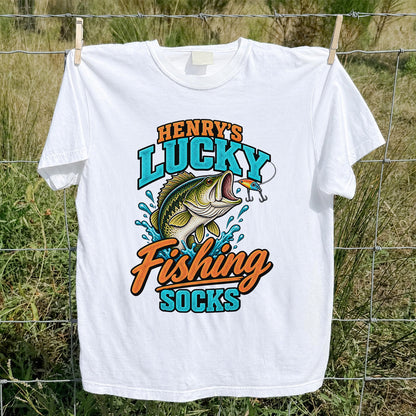 Henry's Lucky Fishing Socks Jumping Bass Graphic T-Shirt