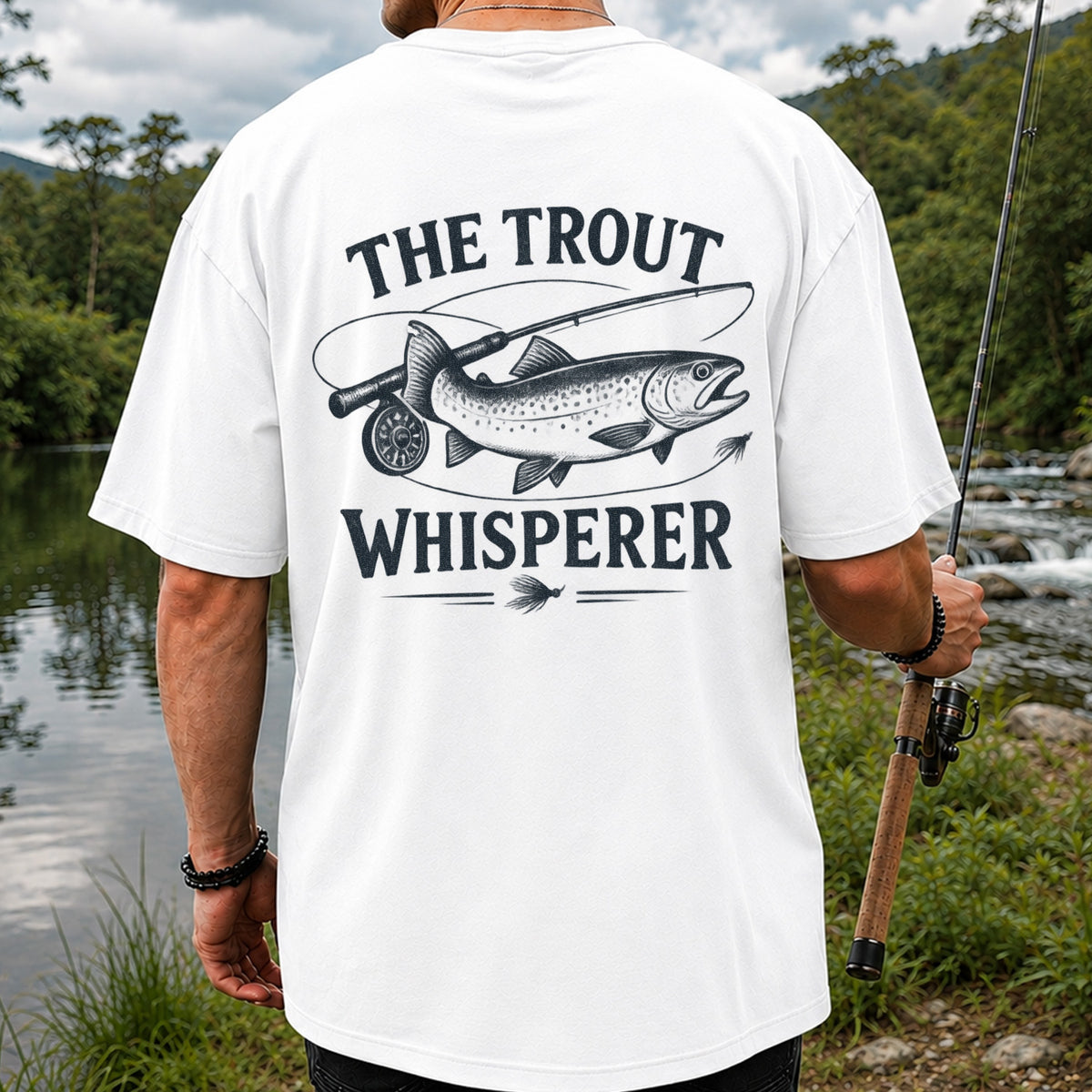 The Trout Whisperer Fly Fishing Graphic T-Shirt | Back Print