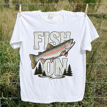 Fish On Rainbow Trout Fishing Graphic T-Shirt