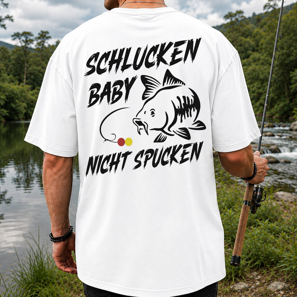 Schlucken Baby Nicht Spucken Funny Bass Fishing T-Shirt | Back Print