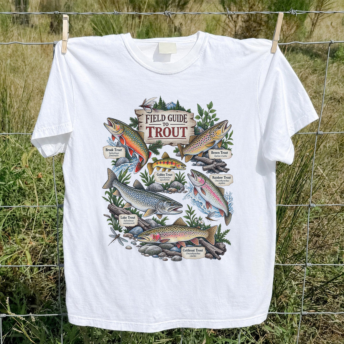 Field Guide to Trout Vintage Freshwater Fishing Graphic T-Shirt