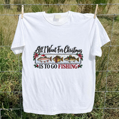 Christmas Freshwater Fish Fishing Graphic T-Shirt