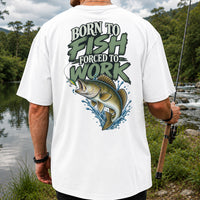 Born to Fish Forced to Work Bass Fishing T-Shirt | Back Print