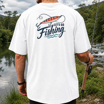 Let's Go Fishing Retro Fishing Lure Graphic T-Shirt | Back Print