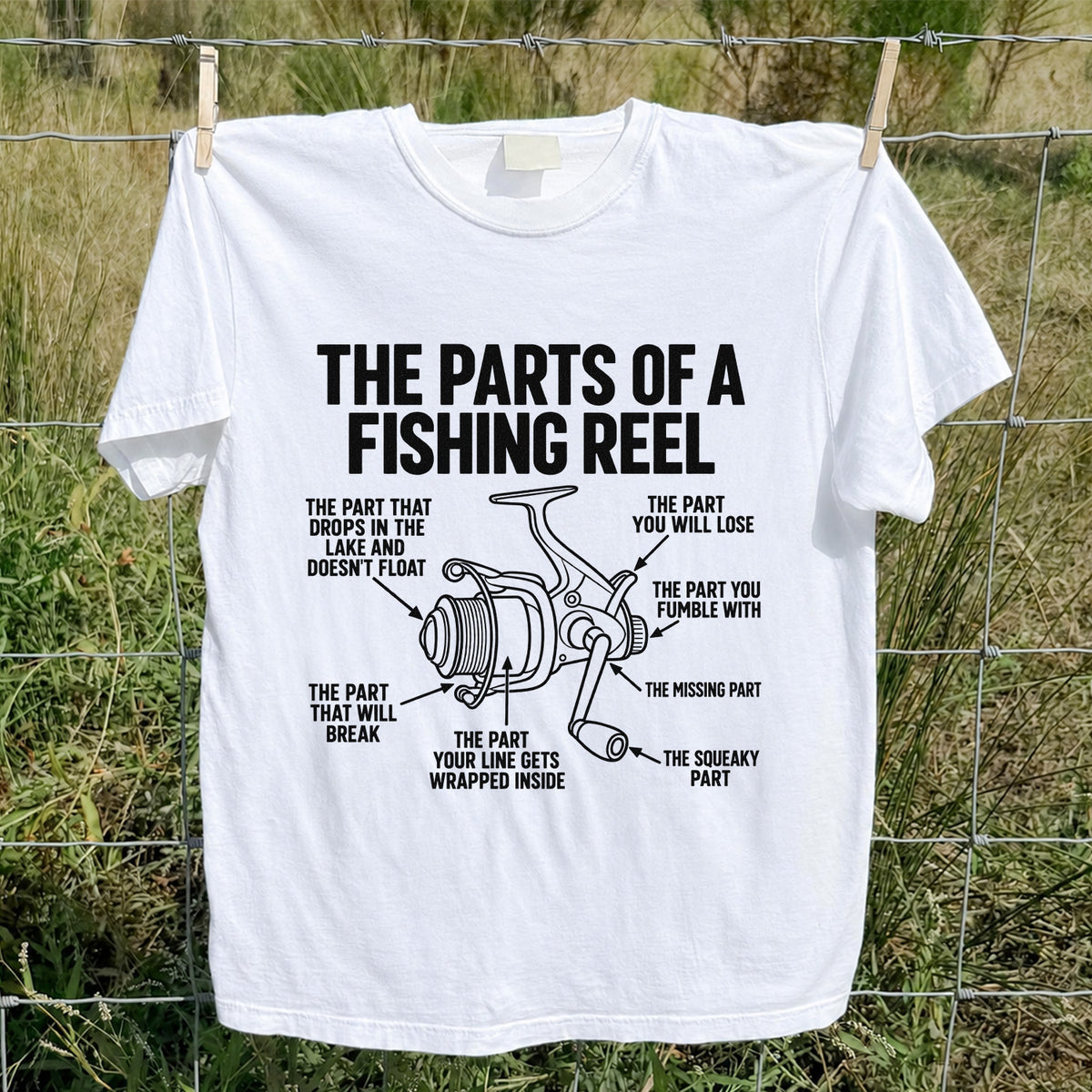 Fishing Reel Parts Diagram Humor Graphic T-Shirt