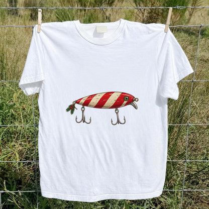 Vintage Red and Cream Fishing Lure Graphic T-Shirt