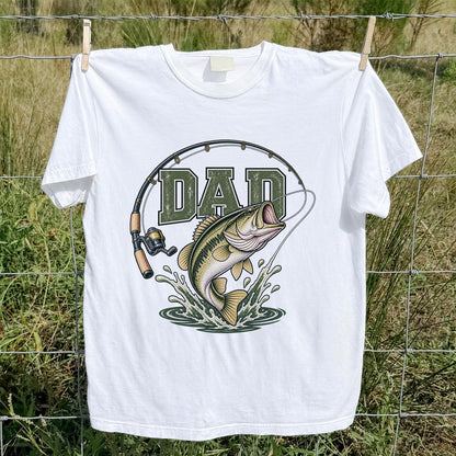 Dad Bass Fishing Rod and Reel Graphic T-Shirt