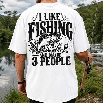 Funny Trout Fishing Three People Graphic T-Shirt | Back Print