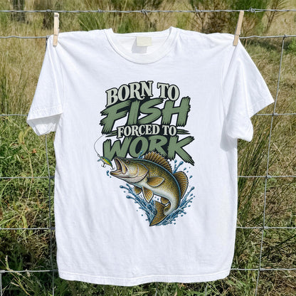 Born to Fish Forced to Work Bass Fishing T-Shirt