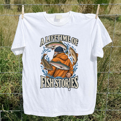 A Lifetime of Fish Stories Angler and Trout Fishing Graphic T-Shirt