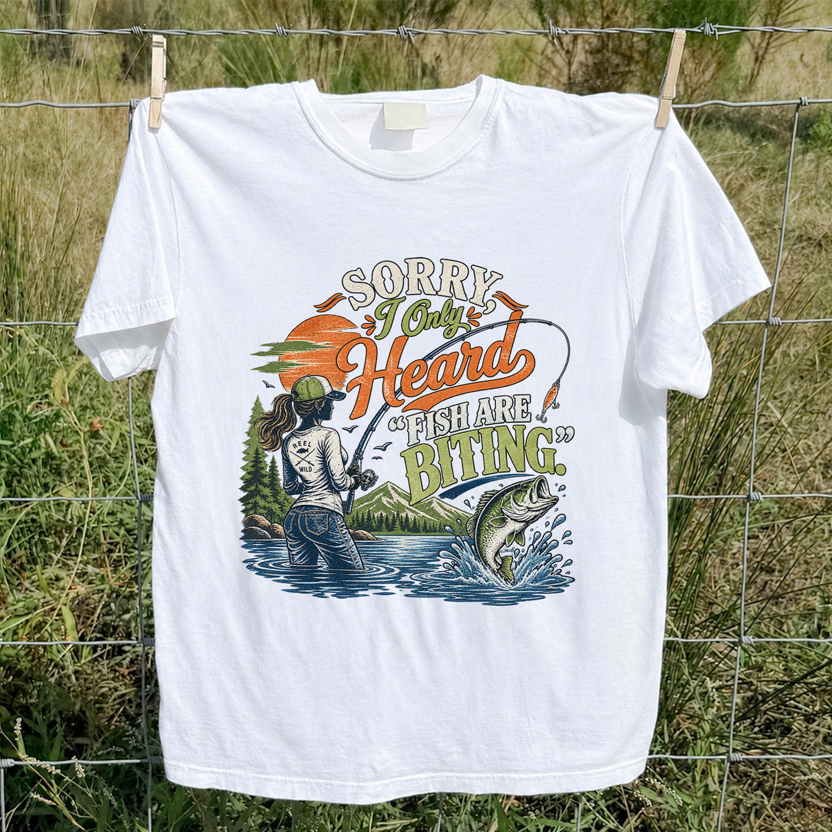 Sorry I Only Heard Fish Are Biting Fishing Graphic T-Shirt