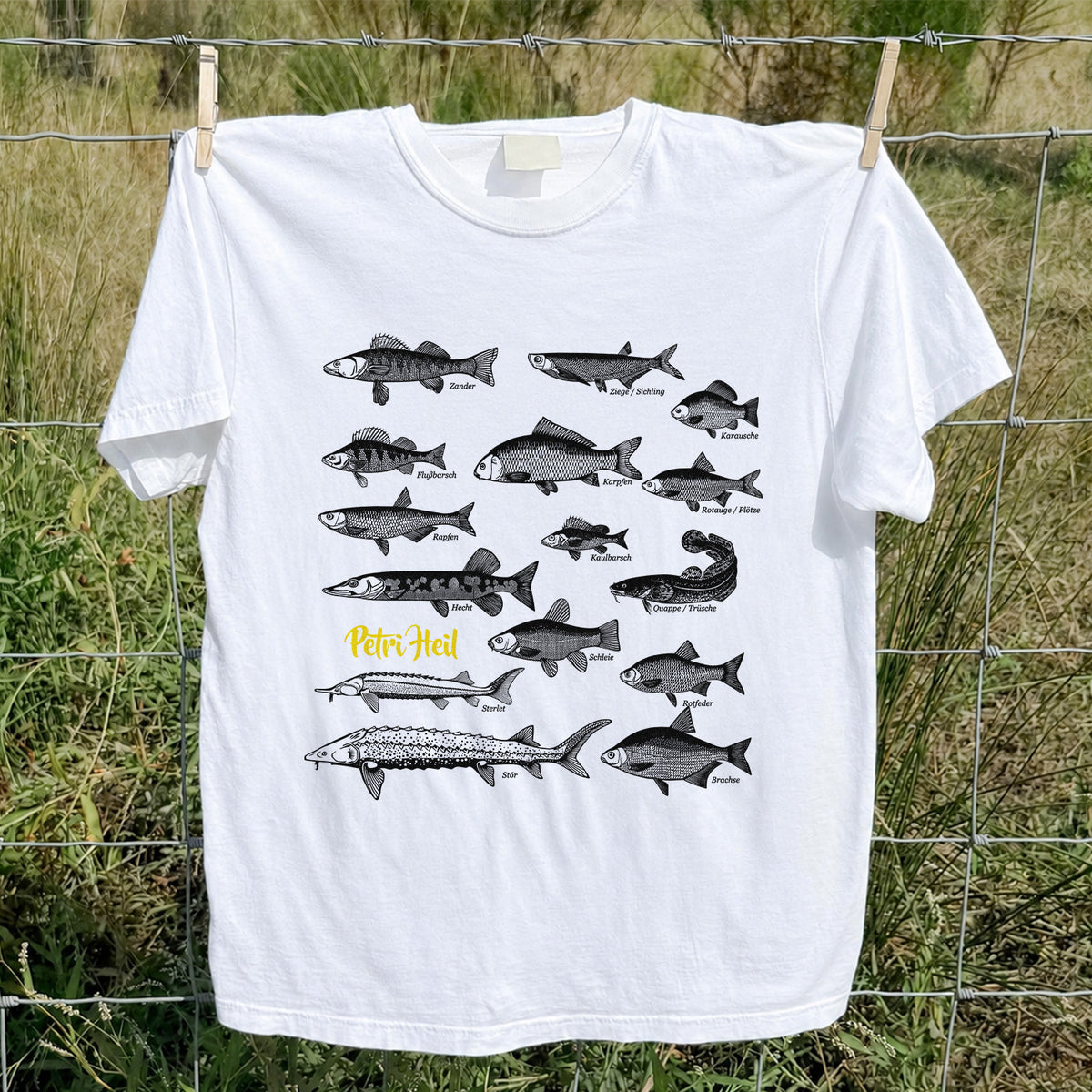 German Freshwater Fish Species Chart Fishing Graphic T-Shirt
