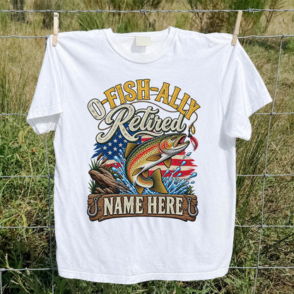 Retired Rainbow Trout American Flag Fishing T-Shirt