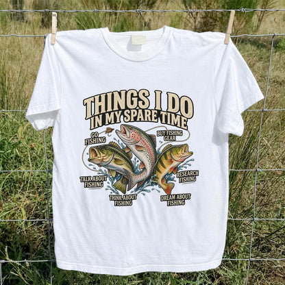 Things I Do in My Spare Time Bass, Rainbow Trout and Perch Fishing T-Shirt