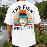 The Fish Whisperer Bass in Sunglasses and Trucker Hat T-Shirt | Back Print