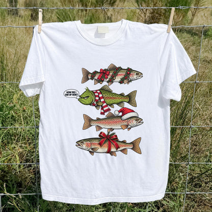 Christmas Trout Fishing Holiday Graphic T-Shirt