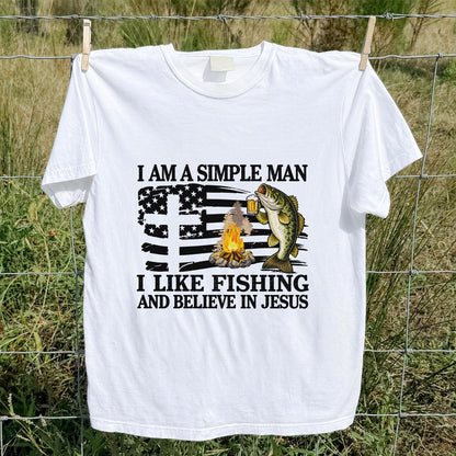 I Am a Simple Man Fishing Bass and Faith Graphic T-Shirt