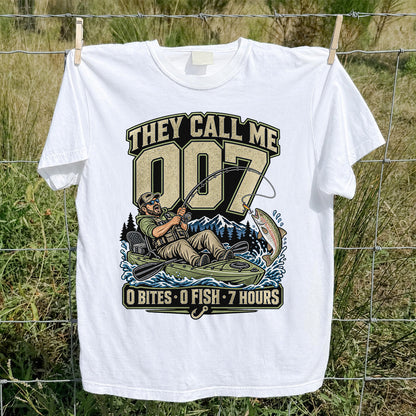 They Call Me 007 0 Bites 0 Fish 7 Hours Funny Kayak Fishing T-Shirt