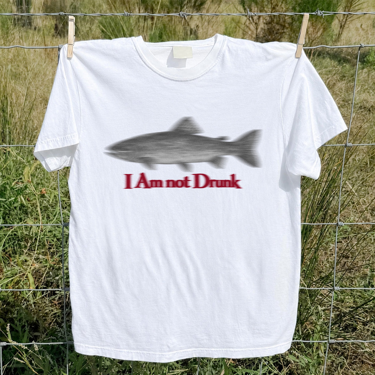 I Am Not Drunk Funny Blurry Trout Fishing Graphic T-Shirt