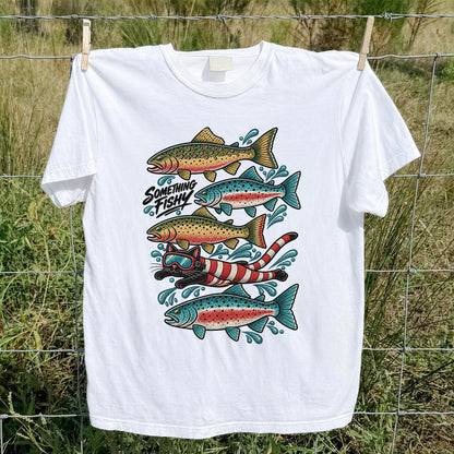Something Fishy Trout and Snorkeler Fishing Graphic T-Shirt