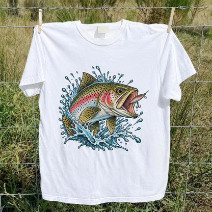 Rainbow Trout Striking a Fishing Lure Graphic T-Shirt