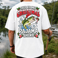 This Is My Christmas Pajama Shirt Bass Fishing T-Shirt | Back Print
