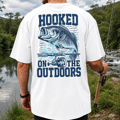 Hooked on the Outdoors Bass Fishing Graphic T-Shirt | Back Print