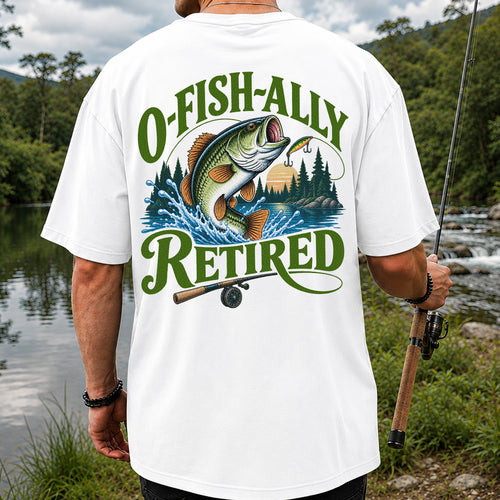 I Fish All Retired Funny Bass Fishing Graphic T-Shirt | Back Print