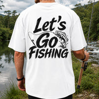 Let's Go Fishing with Jumping Bass Graphic T-Shirt | Back Print