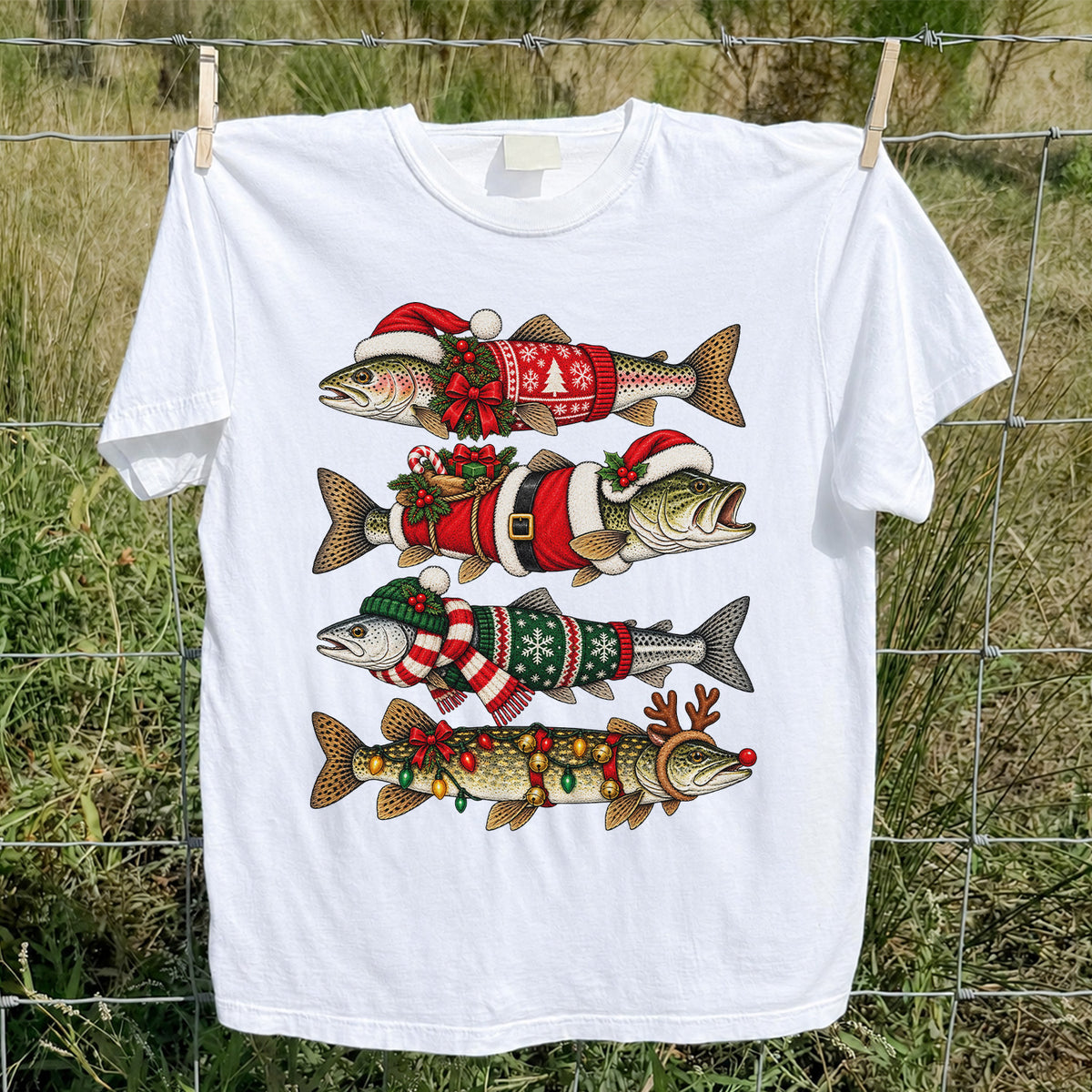 Christmas Fish Collection Festive Fishing Graphic T-Shirt