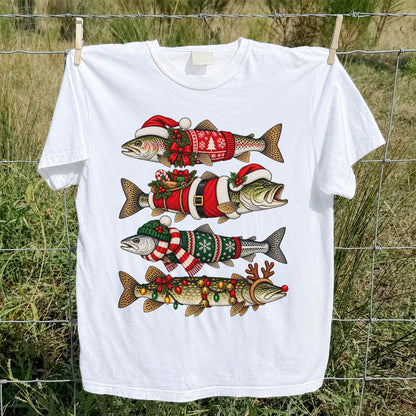 Christmas Fish Collection Festive Fishing Graphic T-Shirt
