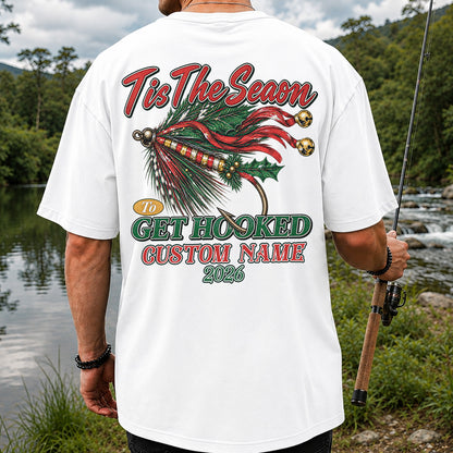 Personalized Christmas Fly Fishing Custom Name T-Shirt | Back Print