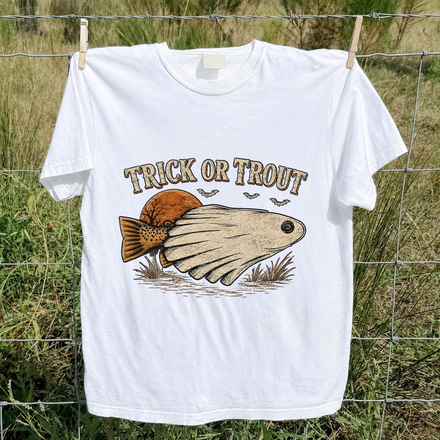 Trick or Trout Halloween Fishing T Shirt