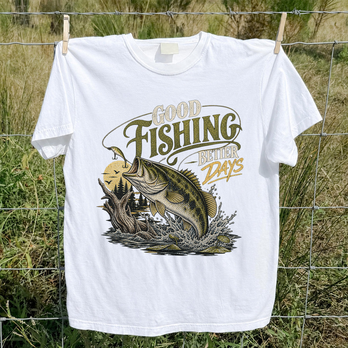 Good Fishing Better Days Largemouth Bass Graphic T-Shirt