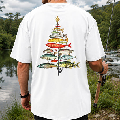 Vintage Fish Collection Fishing Rod Graphic T-Shirt | Back Print