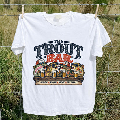 The Trout Bar Rainbow Brown Brook Cutthroat Funny Fishing T-Shirt