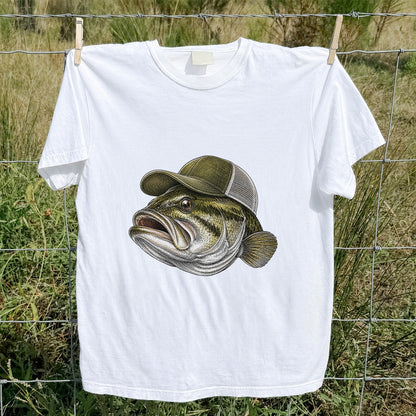 Bass Wearing Trucker Hat Fishing Graphic T-Shirt