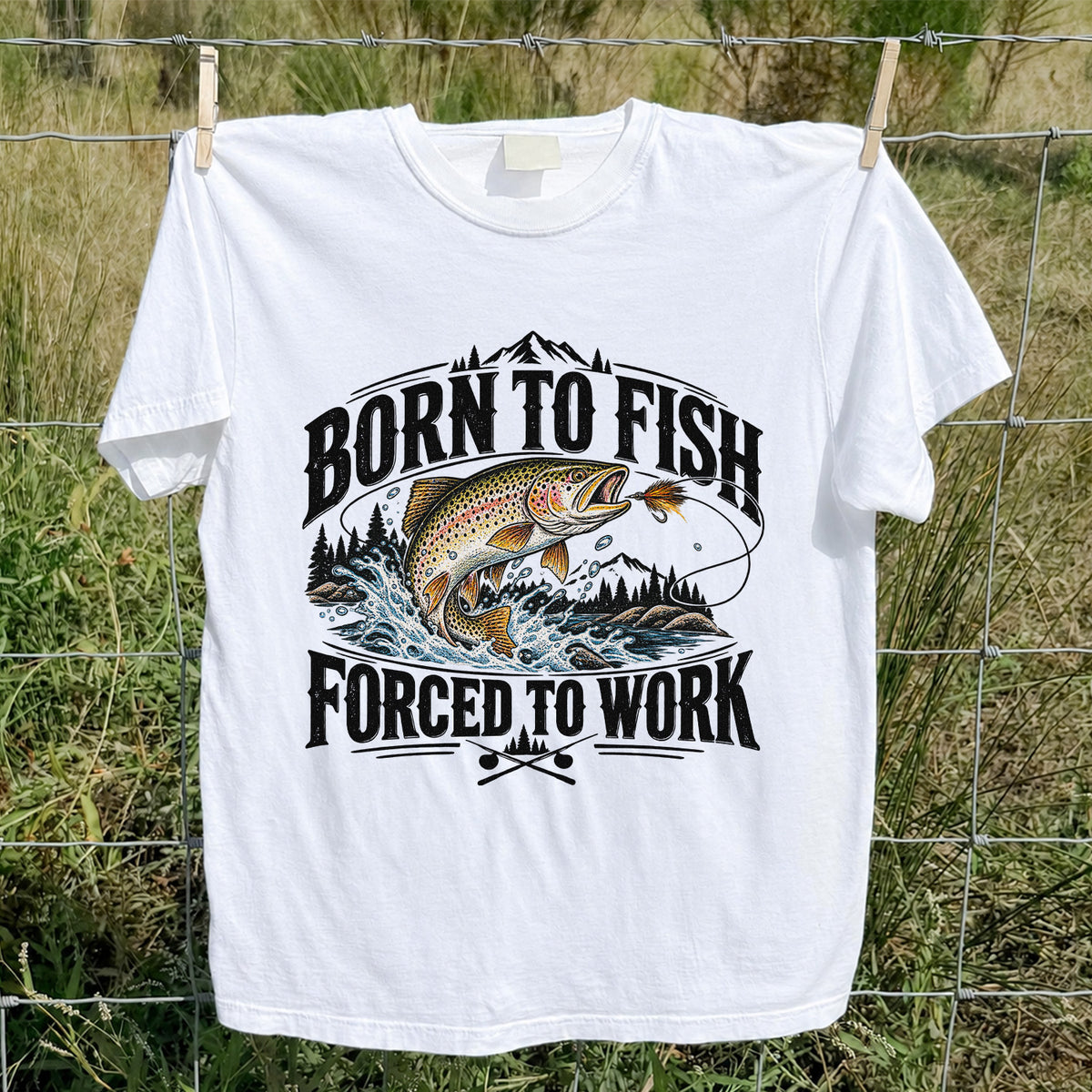 Brown Trout Mountain Lake Fishing Graphic T-Shirt