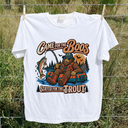 Came for the Boos Stayed for the Trout Bigfoot Halloween Fishing T-Shirt