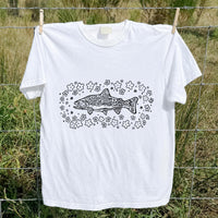 Brown Trout Surrounded by Wildflowers Fishing Graphic T-Shirt