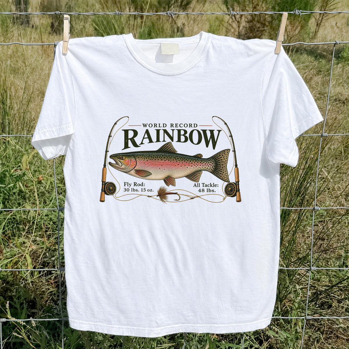 World Record Rainbow Trout Fly Fishing Graphic T-Shirt