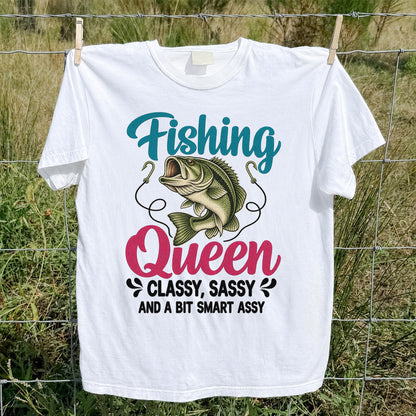 Fishing Queen Bass Funny Fishing Graphic T-Shirt