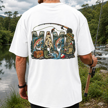 Mama Rainbow Trout Fly Fishing Vintage Graphic T-Shirt | Back Print