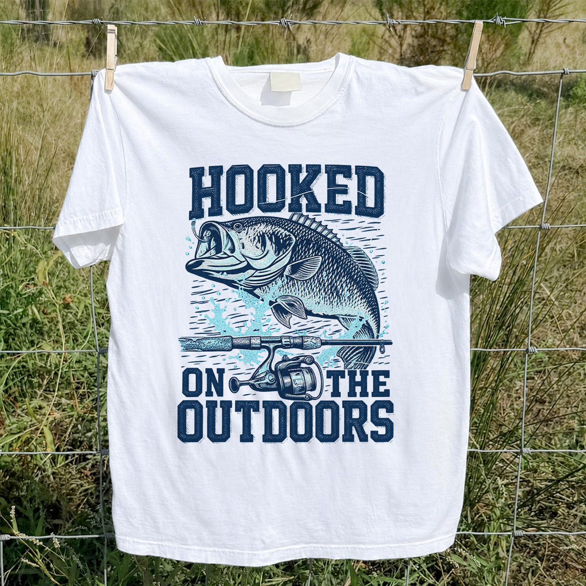 Hooked on the Outdoors Bass Fishing Graphic T-Shirt