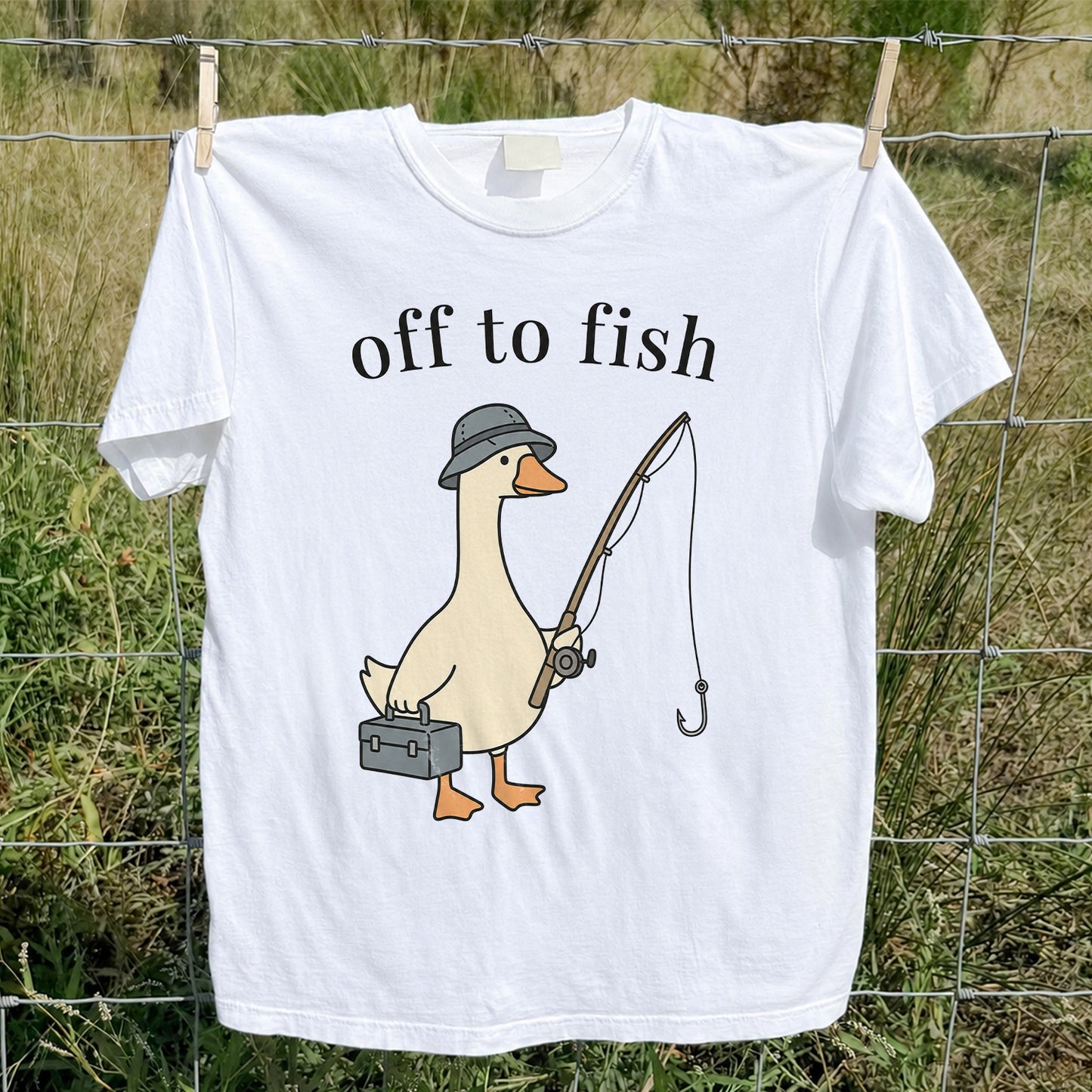 Off To Fish T-Shirt Funny Goose Fishing Shirt Vintage Angler Tee